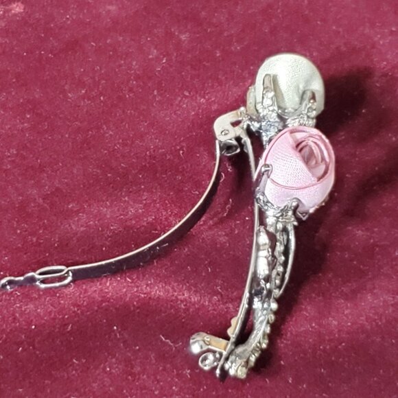 Mauve & Sage Green - Petite Silk Roses Hair Barrette - Hair Clip - Picture 6 of 7